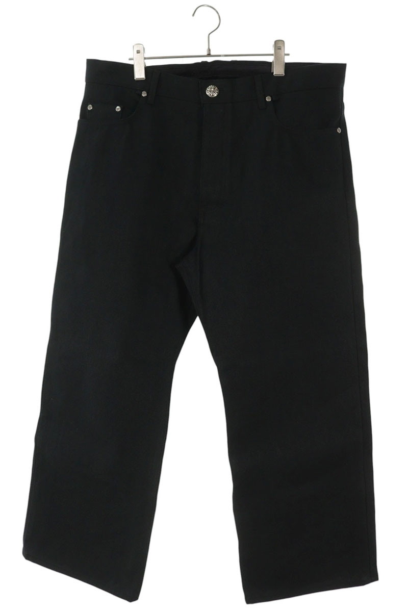クロムハーツ Chrome Hearts 大きさ:36in  KS FIT DENIM PANTS ワイドデニムパンツ(黒いこと×しろがね色)【825062】【os06】【メンズ】【中古】bb212#rinkan*A