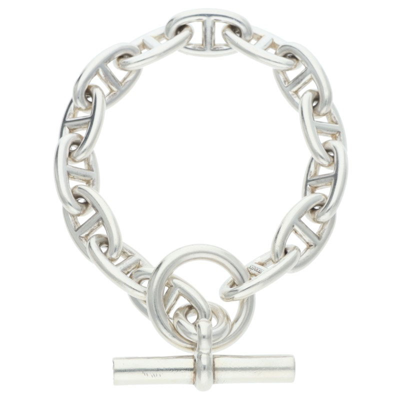エルメス HERMES 大きさ:14LINK  Chaine d\u0027Ancre GM シェーヌダンクルGMしろがね色腕輪(しろがね色 74.61g)【206062】【OM10】【小物】【中古】bb428#rinkan*B