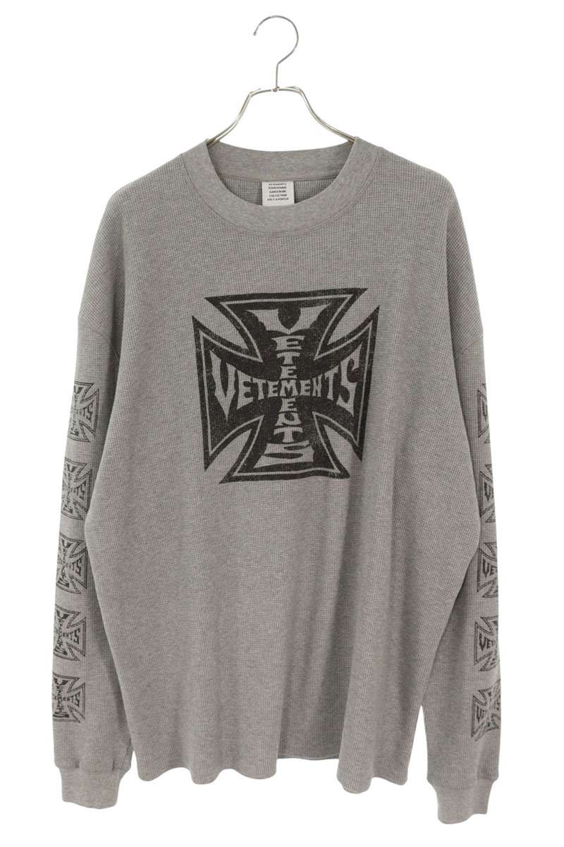 ヴェトモン VETEMENTS 大きさ:S  Biker Cross Waffle L S T-Shirt バイカークロスサーマル長袖カットソー(薄墨色)【825062】【SS13】【メンズ】【中古】bb310#rinkan*B
