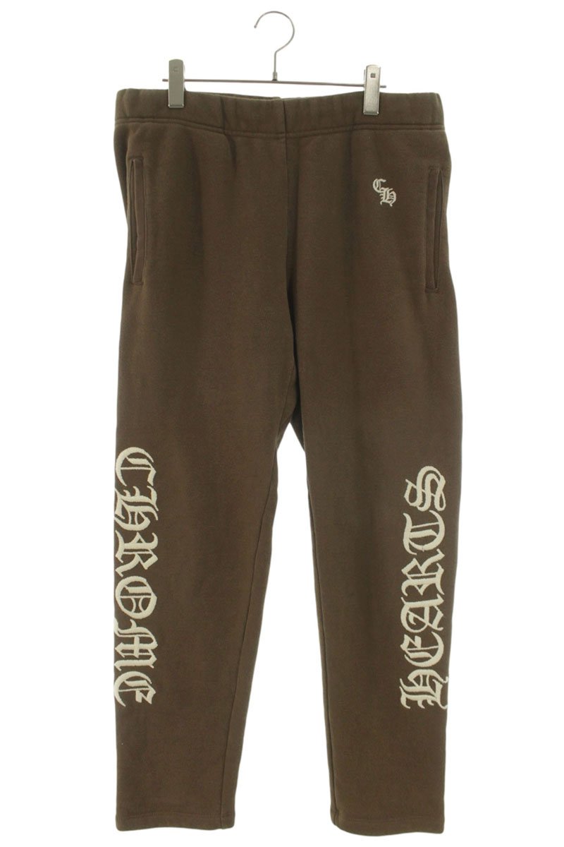 クロムハーツ Chrome Hearts サイズ:M Y NOT SLO RIDE ロゴ刺繍スウェットロングパンツ(ブラウン×ホワイト)【925062】【OS06】【メンズ】【中古】bb396#rinkan*A|RINKAN