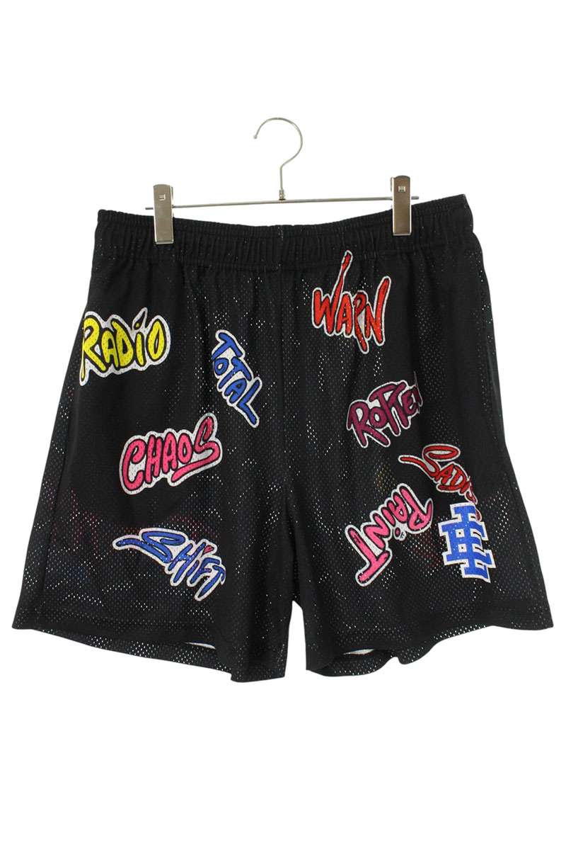 エリックエマニュエル Eric Emanuel 大きさ:XXL MATTY BOYメッシュ総柄二分の一ズボン下(黒いこと×マルチ色つや)【035062】【BS99】【メンズ】【中古】bb428#rinkan*B