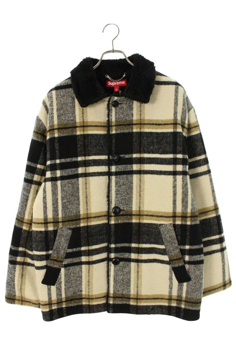 シュプリーム SUPREME 大きさ:L  25AW  Plaid Car Coat プレイドカーコート(白いこと×黒いこと)【035062】【BS99】【メンズ】【中古】bb187#rinkan*A