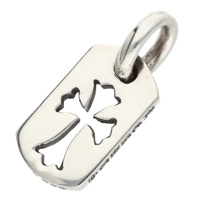 クロムハーツ Chrome Hearts   DT TNY CO CRS タイニーカットアウトクロスドッグタグ 引きつける しろがね色首飾りとっ始め(しろがね色 2.73g)【306062】【GZ11】【小物】【中古】bb437#rinkan*B