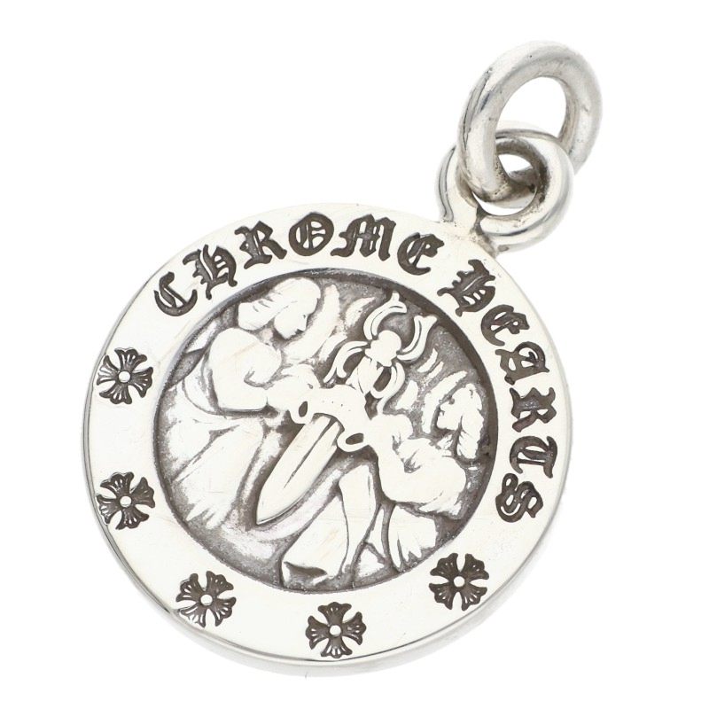 クロムハーツ Chrome Hearts   CHRM ANGL MDL エンジェルメダルチャーム V2 しろがね色首飾りとっ始め(しろがね色 6.19g)【206062】【NO05】【小物】【中古】bb209#rinkan*B