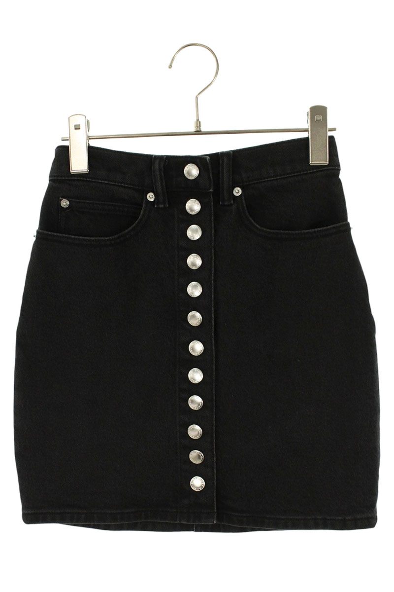 アレキサンダーワン ALEXANDER WANG 大きさ:24in ボタンデザインデニムスカート(黒いこと)【306062】【BS99】【レディース】【中古】bb132#rinkan*B