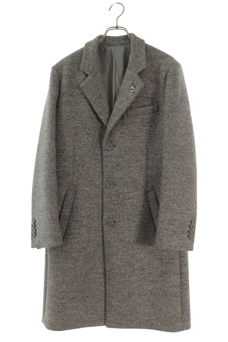 ディオール DIOR サイズ:44 213C377A5945 ロゴブローチ装飾チェスターコート(グレー)【206062】【BS99】【メンズ】【中古】bb437#rinkan*A|RINKAN