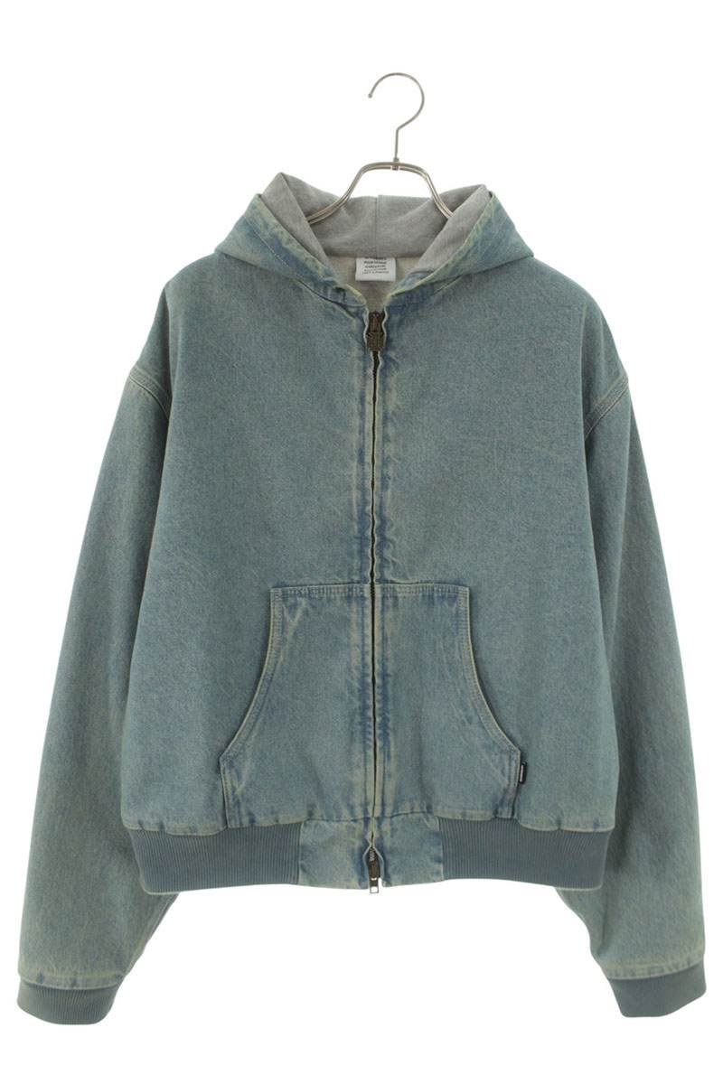ヴェトモン VETEMENTS サイズ:XS ME76DJ061N1 フーデットジップアップデニムブルゾン(インディゴ)【035062】【SB01】【メンズ】【中古】bb380#rinkan*A|RINKAN