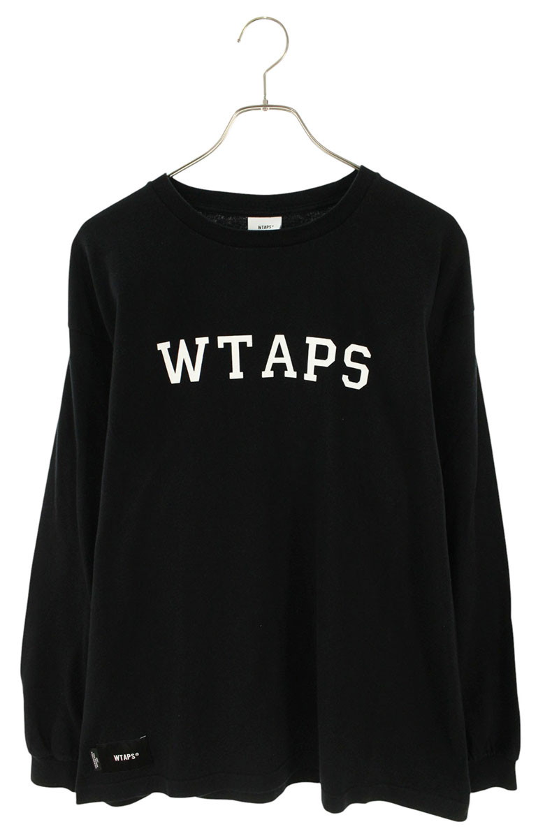 ダブルタップス WTAPS 大きさ:1 カレッジロゴプリント長袖カットソー(黒いこと)【306062】【BS99】【メンズ】【中古】bb459#rinkan*B