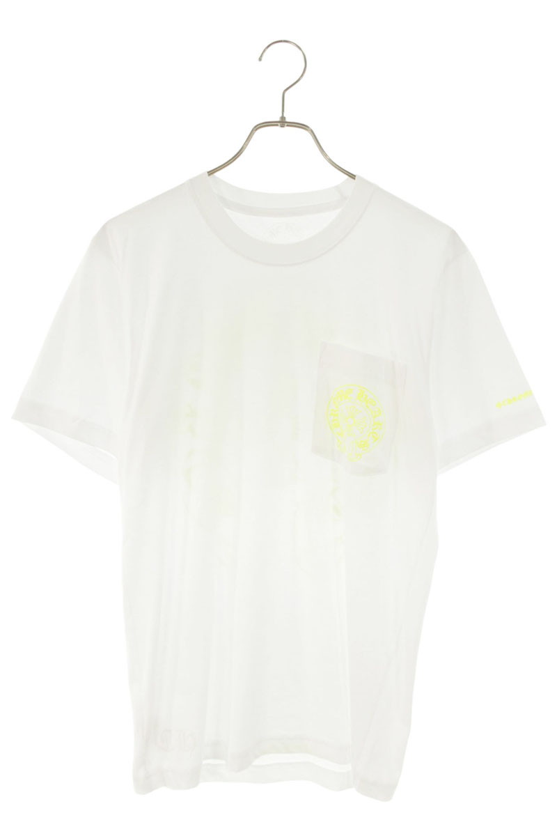 クロムハーツ Chrome Hearts 大きさ:S  CH T-SHRT 1 バックホースシュープリントプルオーバー(白いこと×黄色)【106062】【os06】【メンズ】【中古】bb453#rinkan*S