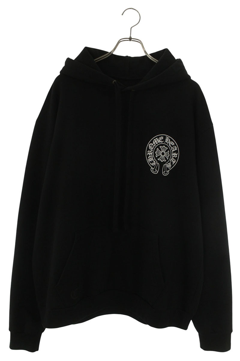 クロムハーツ Chrome Hearts 大きさ:L  SWTSHRT PLVR LTD 香港押さえるホースシュープリントプルオーバーパーカー(黒いこと×白いこと)【035062】【GZ11】【メンズ】【中古】bb448#rinkan*B