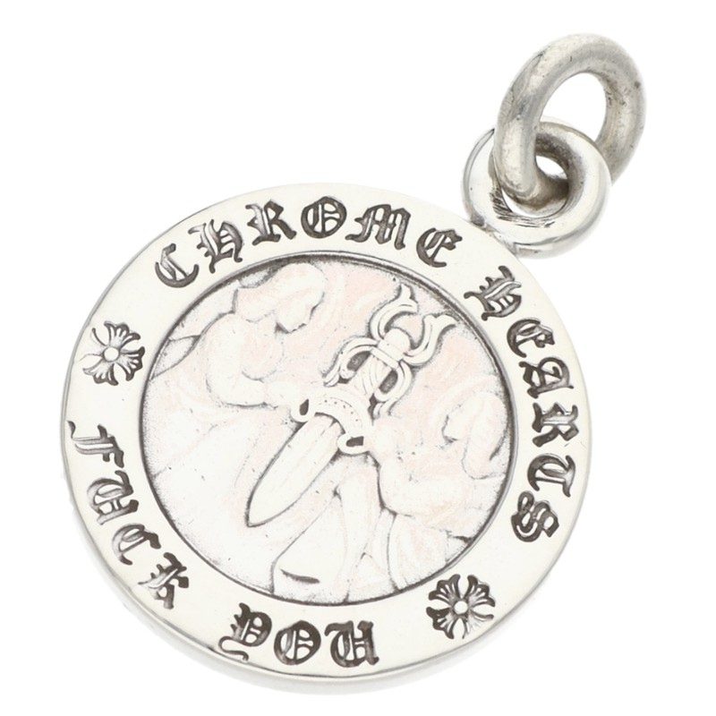 クロムハーツ Chrome Hearts   CHRM ANGL MDL エンジェルメダルチャーム V1 しろがね色首飾りとっ始め(しろがね色 6.3g)【206062】【SS07】【小物】【中古】bb377#rinkan*B