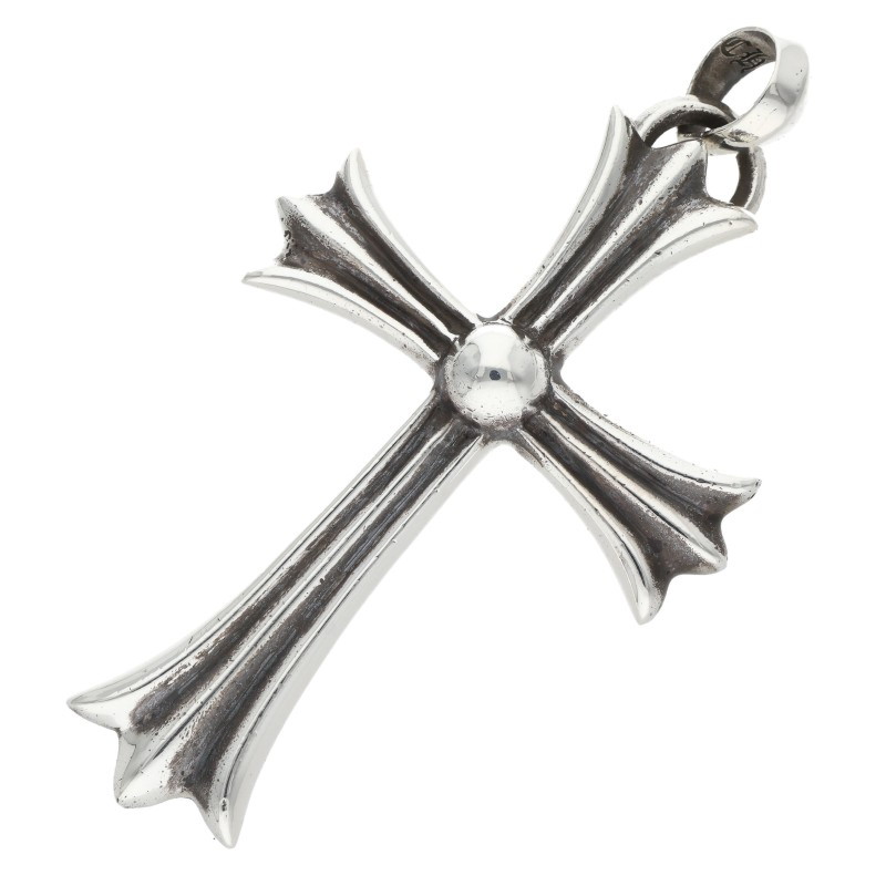 クロムハーツ Chrome Hearts   CH CRS LG W BALE ラージCHはりつけ台 Wベイル しろがね色首飾りとっ始め(しろがね色 42.45g)【206062】【GZ11】【小物】【中古】bb455#rinkan*B