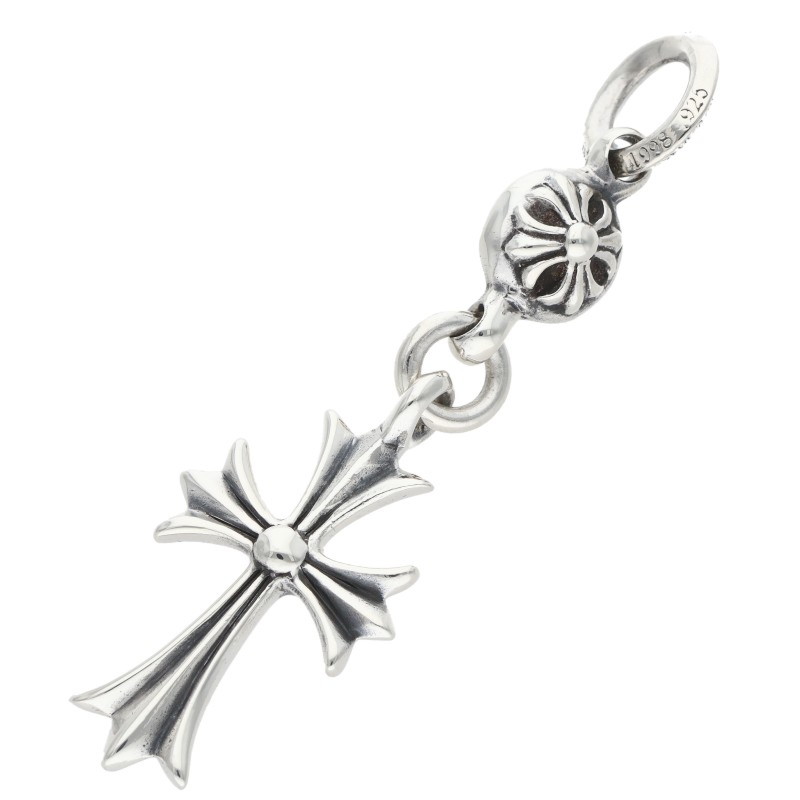 クロムハーツ Chrome Hearts   1B TNY CH CRS 1ボールタイニーCHはりつけ台 惹き付ける しろがね色頸飾りいの一番(しろがね色 6.98g)【806062】【NO05】【小物】【中古】bb432#rinkan*B