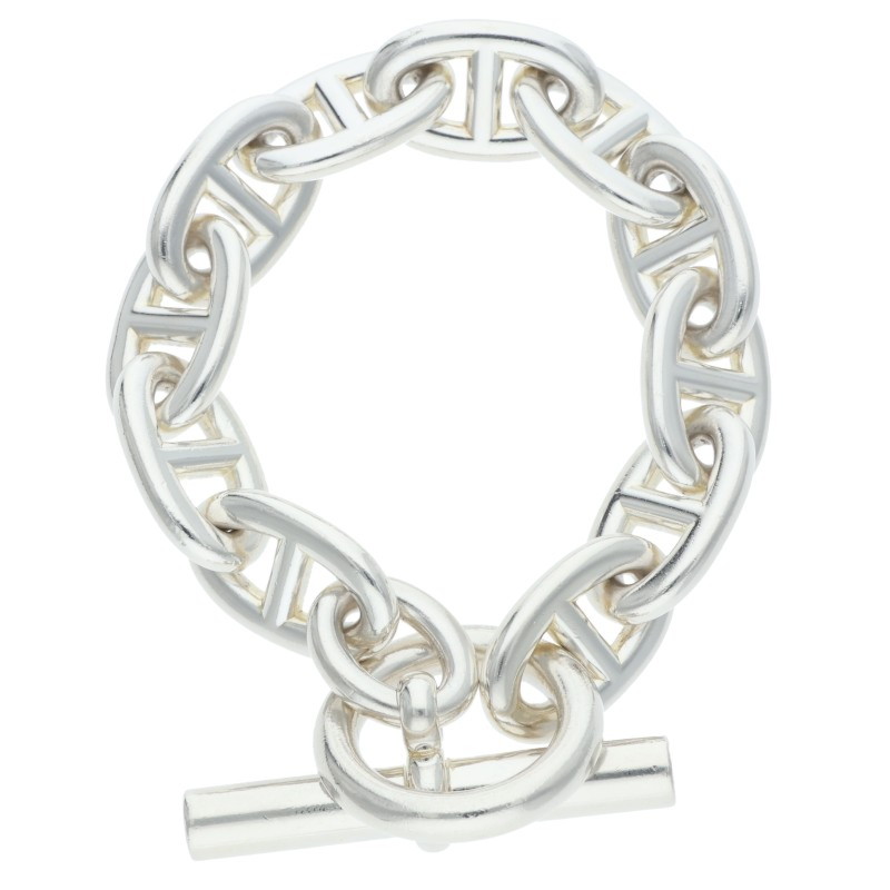 エルメス HERMES 大きさ:11LINK  Chaine d\u0027Ancre TGM シェーヌダンクルTGMしろがね色腕輪(しろがね色 103.67g)【106062】【OM10】【小物】【中古】bb205#rinkan*B