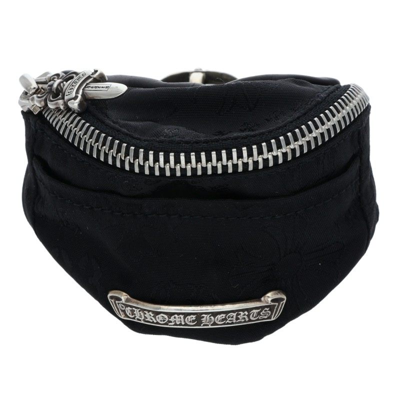 クロムハーツ Chrome Hearts   WRISTHER SNAT PACK スナットパックナイロンレザーブレスレット(黒いこと×しろがね色 総掛け目57.59g)【706062】【聞き入れる15】【小物】【中古】bb450#rinkan*B