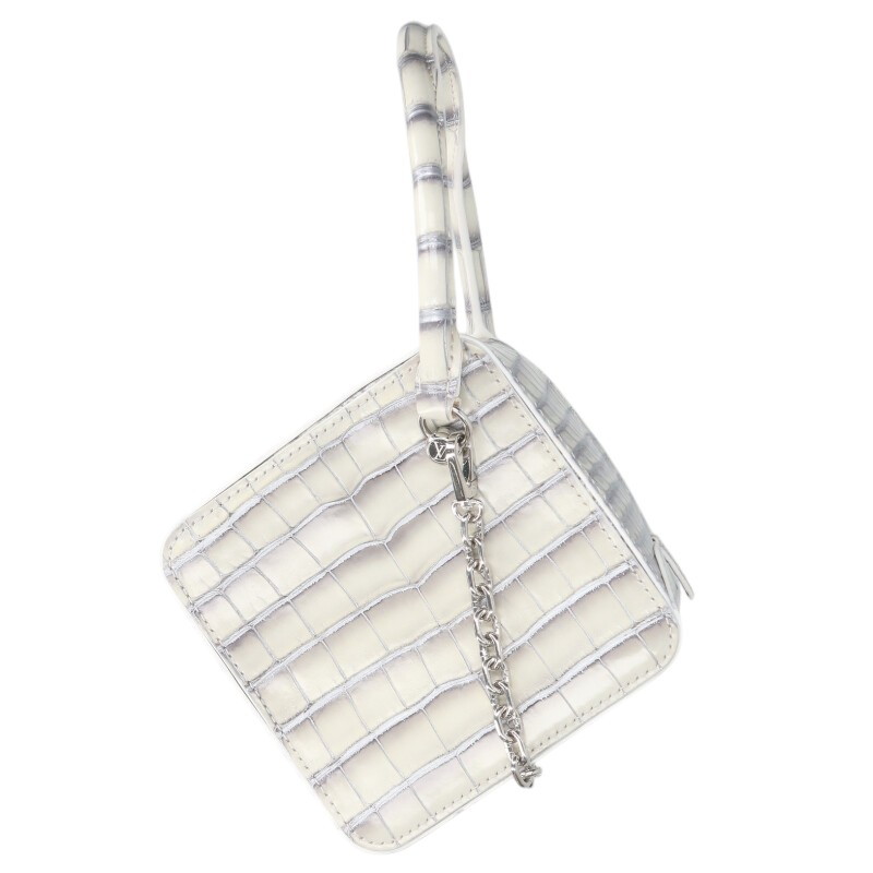 ルイヴィトン LOUISVUITTON　 クロコダイルスクエアハンドバッグ(ホワイト調)【035062】【GZ14】【小物】【中古】bb398#rinkan*A ｜RINKAN