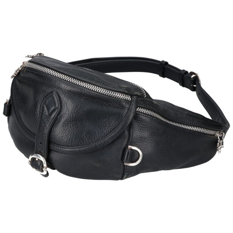 クロムハーツ Chrome Hearts #1 SNAT PACK スナットパック ダガージップガンスリンガーベルトレザーウエストバッグ(ブラック×シルバー)【926062】【FK04】【小物】【中古】bb51#rinkan*B|RINKAN