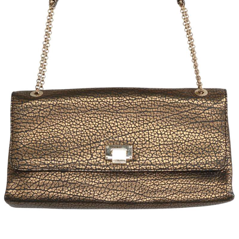 ティファニー TIFFANY\u0026Co.  コーティングチェーンショルダーハンドバッグ(ゴールド×黒いこと)【316062】【BS99】【小物】【中古】bb380#rinkan*B
