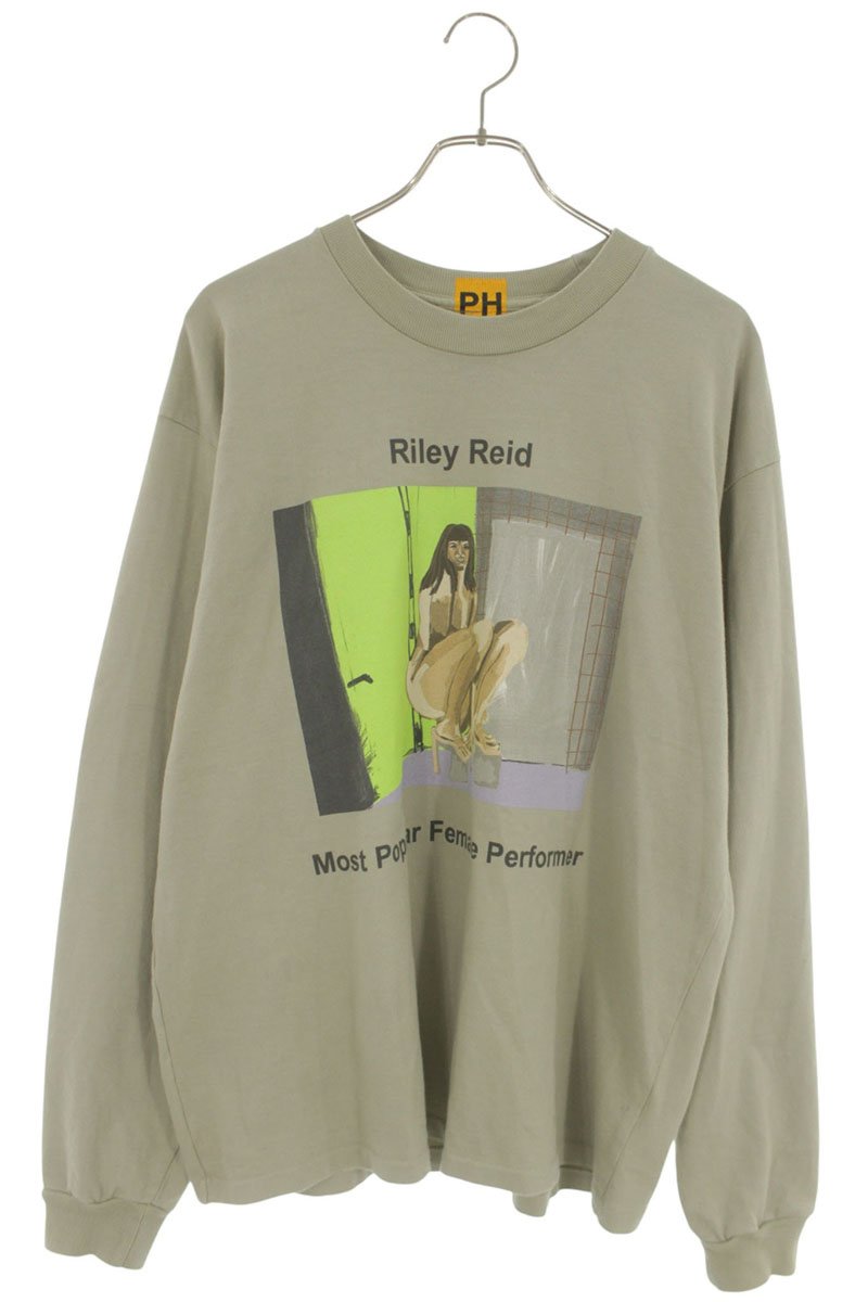 たわい無い YEEZY 大きさ:M グラフィック刷り上げる長袖カットソー(ベージュ)【306062】【BS99】【メンズ】【中古】bb356#rinkan*B