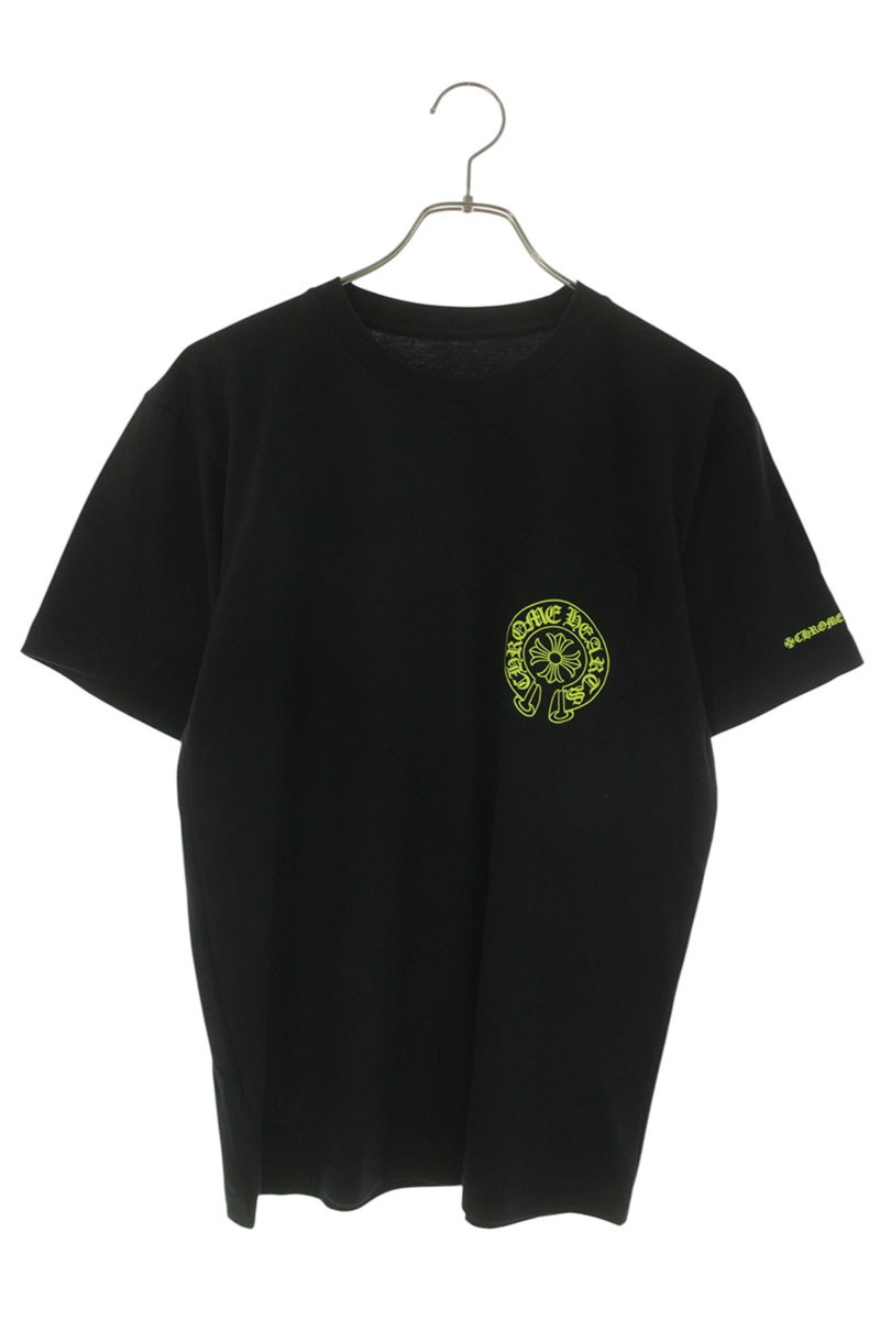クロムハーツ Chrome Hearts 大きさ:M  CH T-SHRT 1 バックホースシュープリントプルオーバー(黒いこと×黄色)【306062】【聞き入れる15】【メンズ】【中古】bb134#rinkan*S