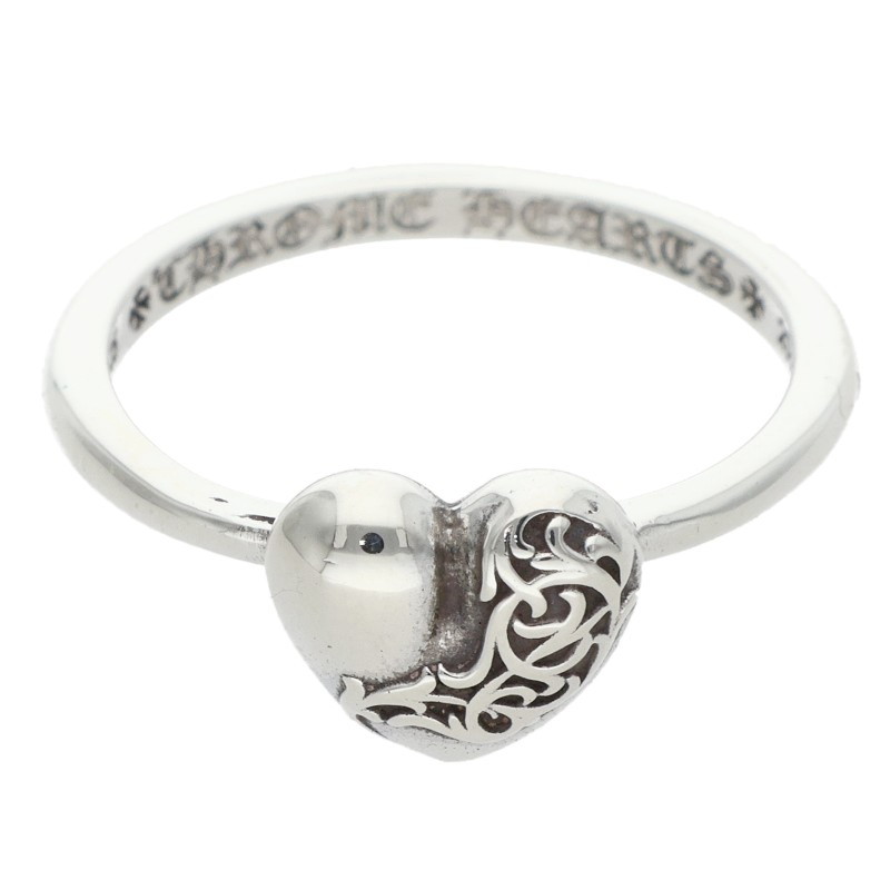 クロムハーツ Chrome Hearts 大きさ:9号  BUBBLGM HEART バブルガムハート しろがね色輪っか(しろがね色 2.3g)【106062】【SS07】【小物】【中古】bb377#rinkan*B