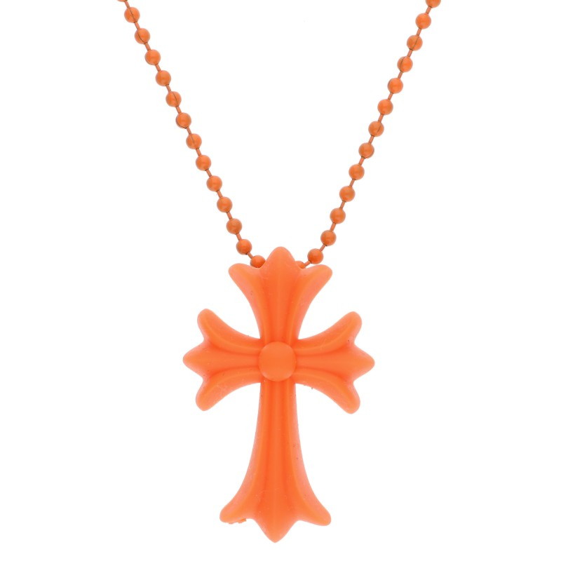クロムハーツ Chrome Hearts   RUBBER CH CRS SML 天然ゴムスモールCHはりつけ台 ケイ素樹脂首飾り(オレンジ色 総掛け目7.72g)【506062】【SJ02】【小物】【中古】bb134#rinkan*S