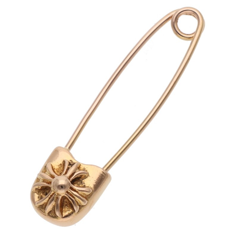 クロムハーツ Chrome Hearts   22K SAFETY PIN S 22Kスモールセーフティピン ゴールド首飾りいの一番(黄色ゴールド 3.22g)【906062】【NO05】【小物】【中古】bb432#rinkan*B