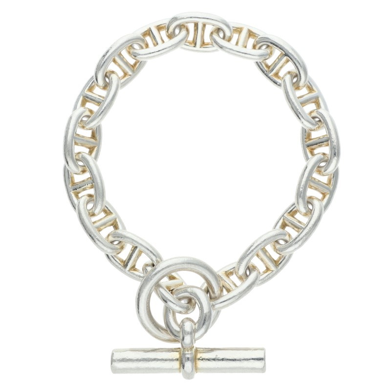 エルメス HERMES 大きさ:17LINK  Chaine d\u0027Ancre MM シェーヌダンクルMMしろがね色腕輪(しろがね色 59.77g)【306062】【os06】【小物】【中古】bb453#rinkan*C