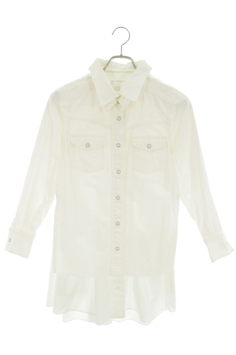 サカイ Sacai 大いさ:1  20-04931 縛ジーンズうつり変わり長袖ティーシャツ(白いこと)【306062】【BS99】【レディース】【中古】bb455#rinkan*B
