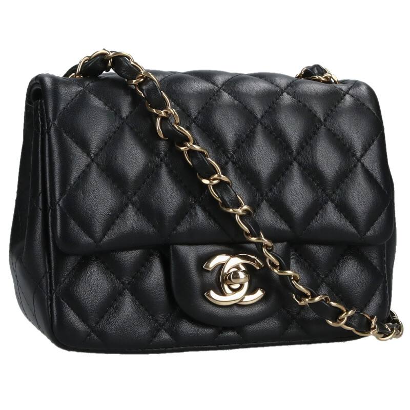 シャネル CHANEL   ミニマトラッセ 17 手当たり次第番 G金具ラムスキンシングルフラップチェーンショルダーバッグ(黒いこと×ゴールド)【106062】【GZ14】【小物】【中古】bb384#rinkan*B