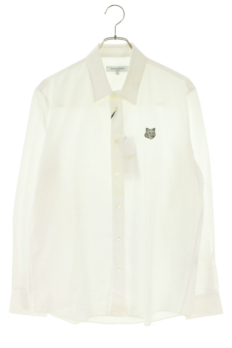 メゾンキツネ MAISON KITSUNE 大きさ:M  MM00412室内用便器5010 フォックスワッペンオックスフォードポプリン長袖プルオーバー(白いこと)【306062】【BS99】【メンズ】【中古】bb62#rinkan*A