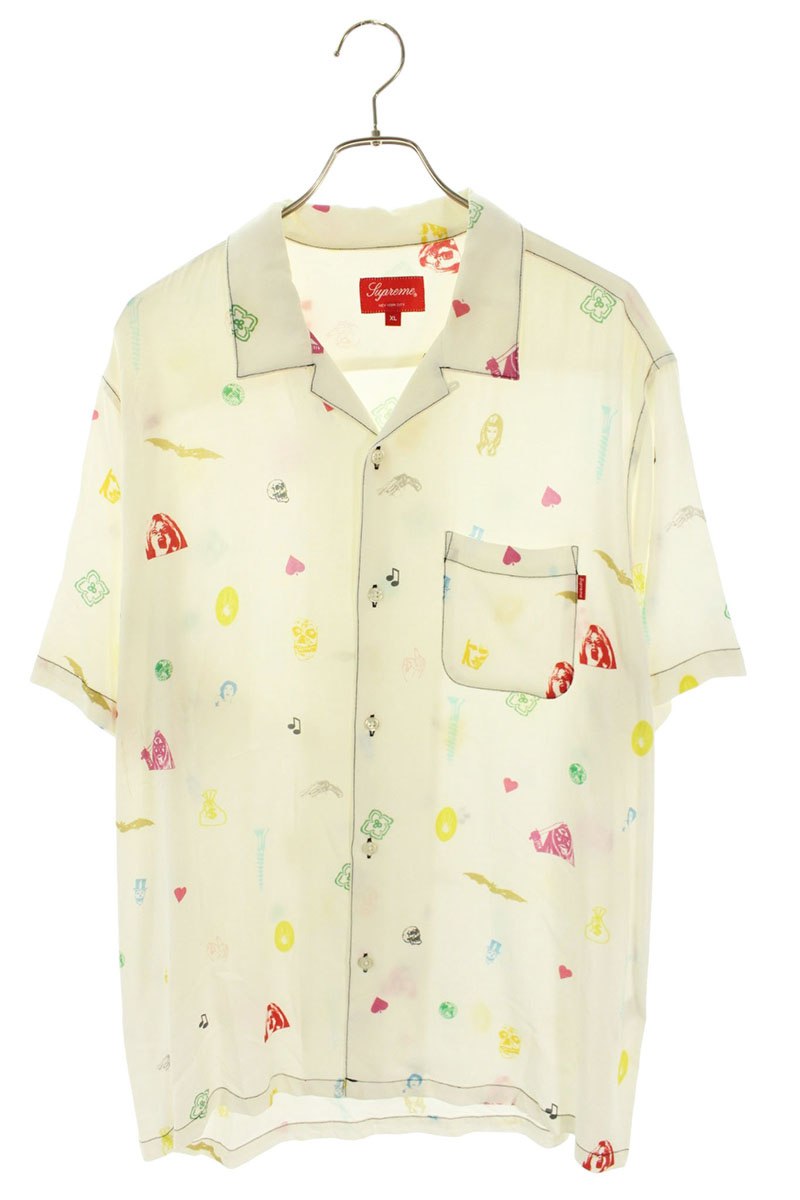 シュプリーム SUPREME　サイズ:XL 19SS Deep Space Rayon Shirt ディープスペースレーヨン半袖シャツ(ホワイト調)【206062】【OM10】【メンズ】【中古】bb426#rinkan*B｜RINKAN