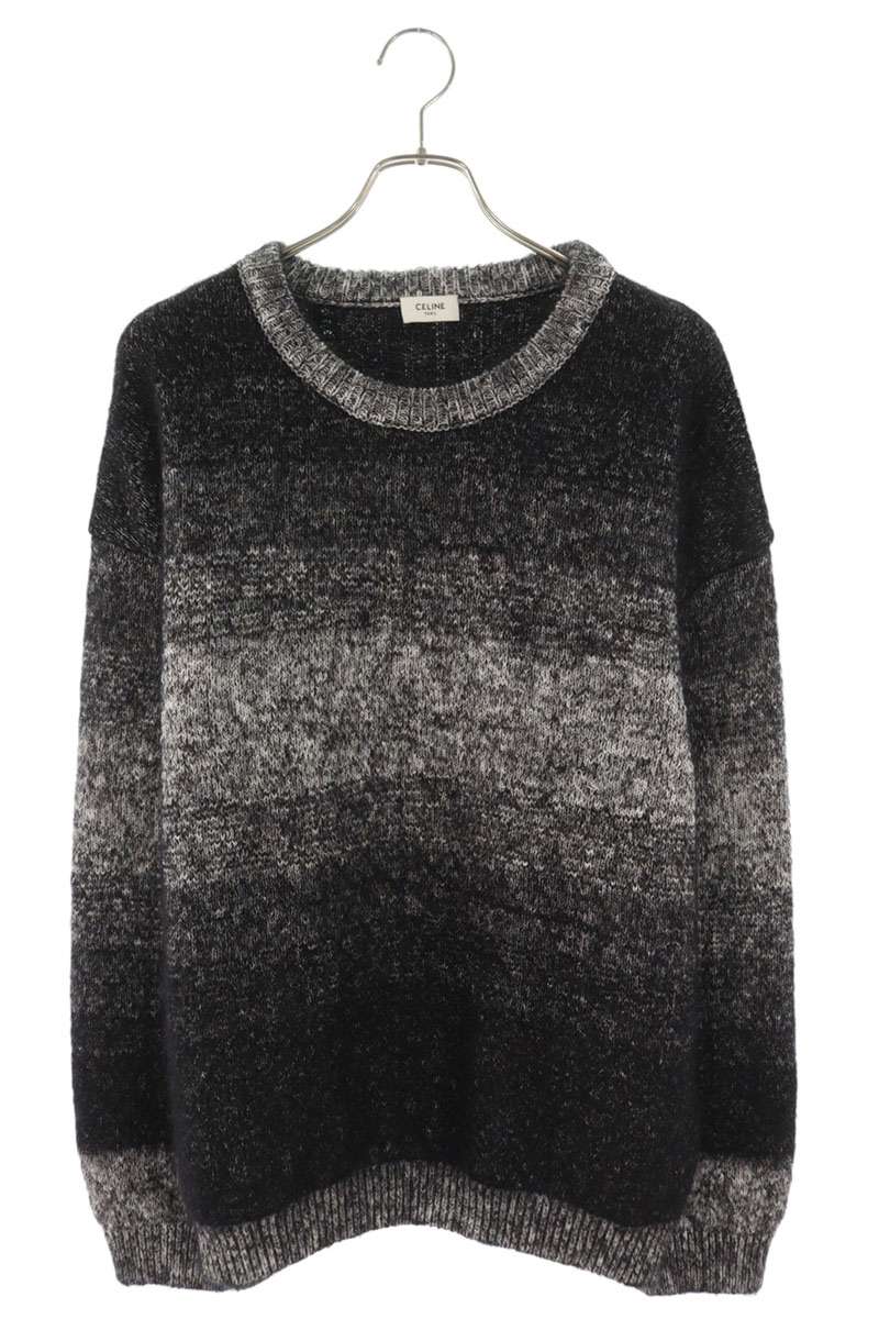 セリーヌ CELINE 大きさ:L  2A67K720M オーバーサイズモヘアニット(黒いこと×白いこと)【306062】【BS99】【メンズ】【中古】bb452#rinkan*B