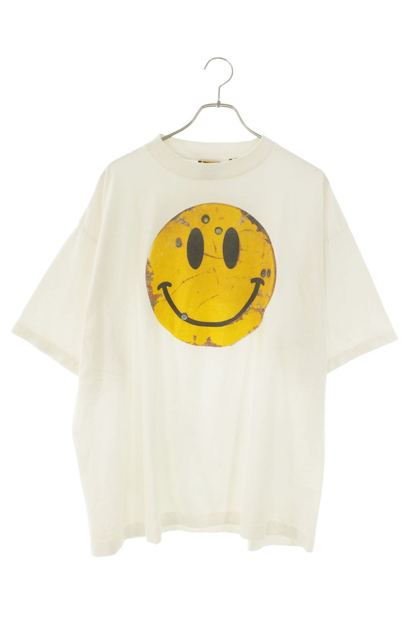 仙マイケル SAINT MICHAEL 大きさ:XL  25AW  SMILE SM-HR1-0000-C02 ヴィンテージ工業含み笑い刷り上げるティーシャツ(白いこと調)【206062】【OM10】【メンズ】【中古】bb411#rinkan*S