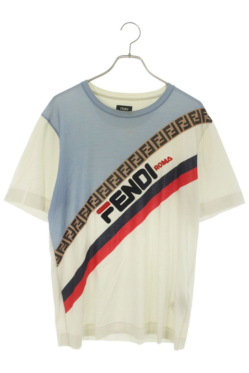 フェンディ FENDI ×フィラ FILA 大きさ:S  FY0936 A65G 向こう正面ロゴタイププルオーバー(白いこと)【306062】【OM10】【メンズ】【中古】bb426#rinkan*C