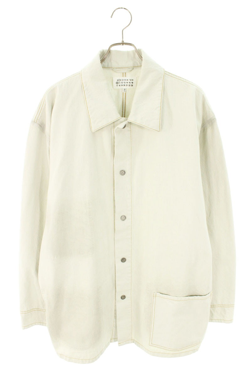 メゾンマルジェラ Maison Margiela 大きさ:44  23SS  S51AM0486 カバーオールデニムジャケット(象牙色)【406062】【BS99】【メンズ】【中古】bb187#rinkan*B