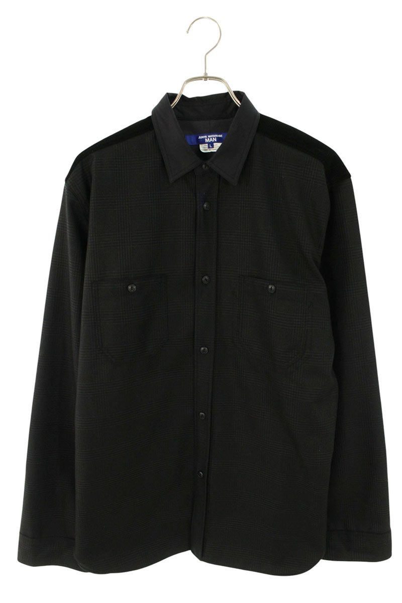 ジュンヤワタナベマン JUNYA WATANABE MAN サイズ:L WL-B025 AD2023 エステルウールチェック長袖シャツ(ブラック)【406062】【BS99】【メンズ】【中古】bb187#rinkan*A|RINKAN