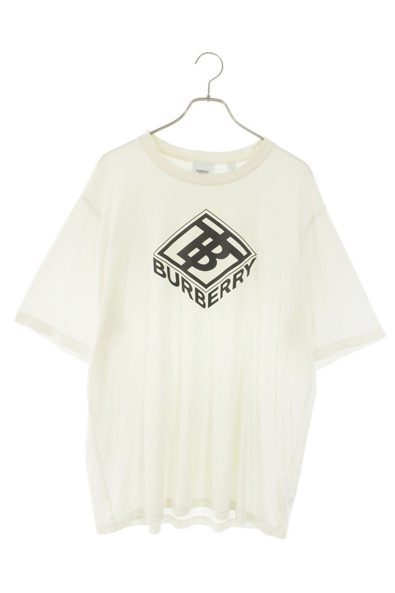 バーバリー Burberry 大きさ:L  8021832 フロントロゴプリントティーシャツ(白いこと×黒いこと)【506062】【BS99】【メンズ】【中古】bb134#rinkan*C