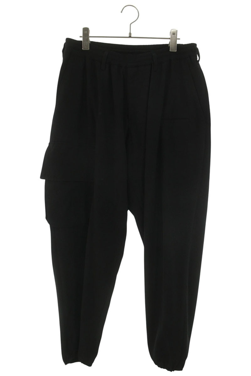 ヨウジヤマモトプールオム YOHJI YAMAMOTO POUR HOMME 大きさ:3  HR-P02-140 ウールギャバロングパンツ(黒いこと)【606062】【BS99】【メンズ】【中古】bb187#rinkan*B