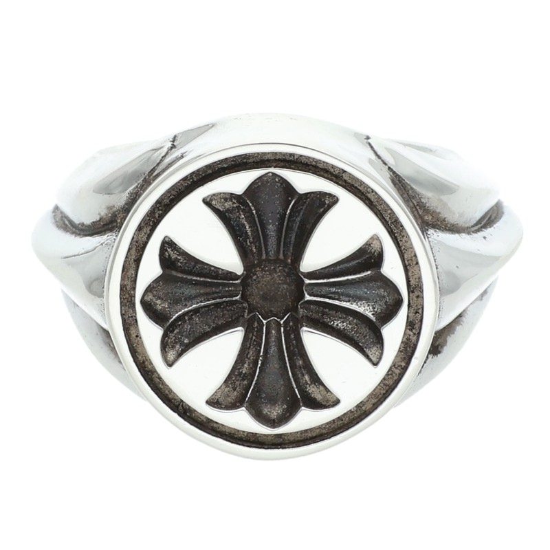 クロムハーツ Chrome Hearts 大いさ:21号  SEAL STAMP CH PLS 押捺消し印CH足し加える しろがね色輪っか(しろがね色 26.31g)【606062】【HJ12】【小物】【中古】bb428#rinkan*B
