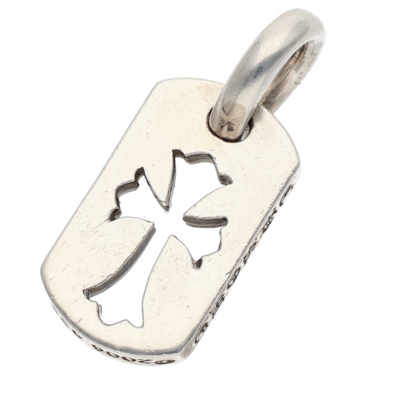 クロムハーツ Chrome Hearts   DT TNY CO CRS タイニーカットアウトクロスドッグタグ しろがね色首飾りいの一番(しろがね色 2.96g)【406062】【SJ02】【小物】【中古】bb396#rinkan*S