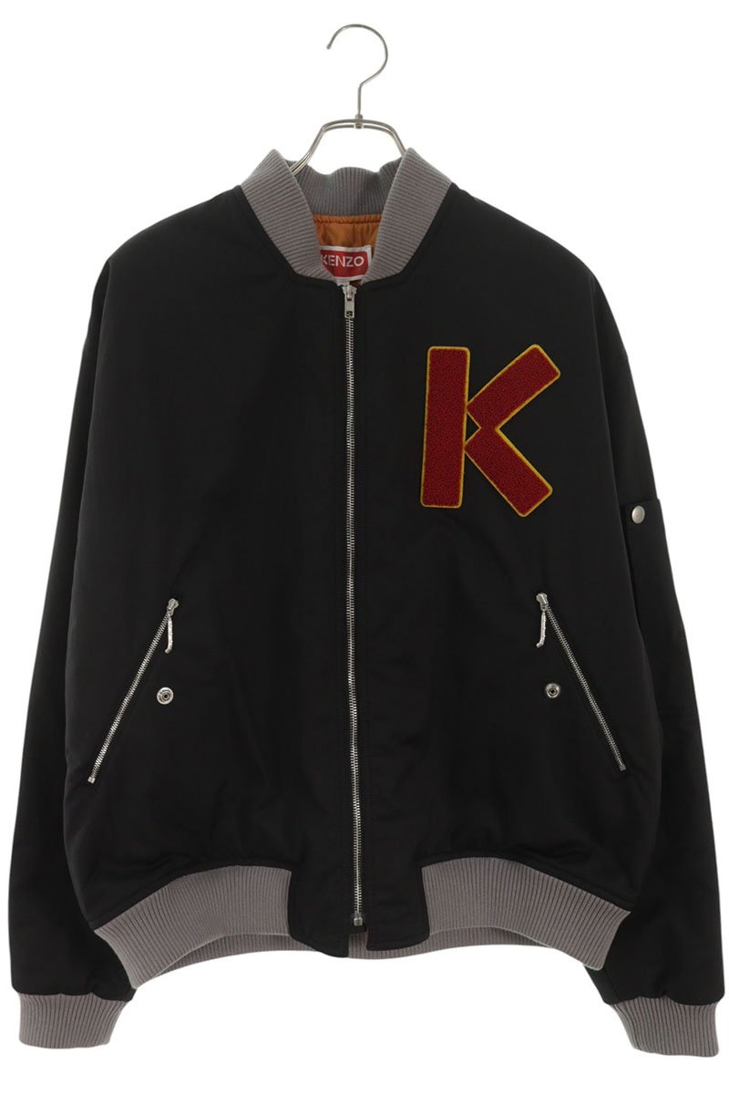 ケンゾー KENZO 大きさ:L  FC65BL1279OC ロゴワッペンボンバージャケットブルゾン(黒いこと×赤いこと)【606062】【BS99】【メンズ】【中古】bb380#rinkan*A