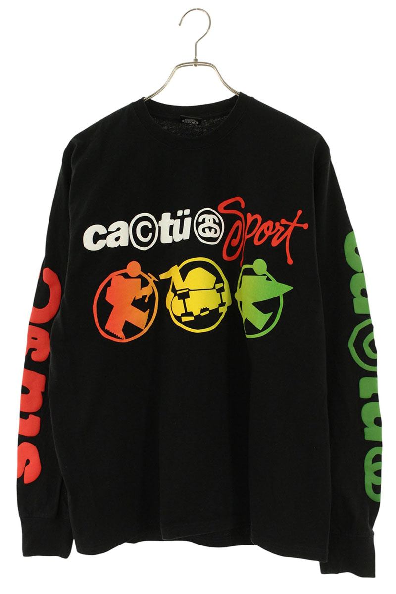 ステューシー STUSSY ×カクタスプラントフリーマーケット CPFM 大きさ:M  CACTUS SPORT LS TEE カクタススポーツ長袖カットソー(黒いこと)【506062】【FK04】【メンズ】【中古】bb30#rinkan*B