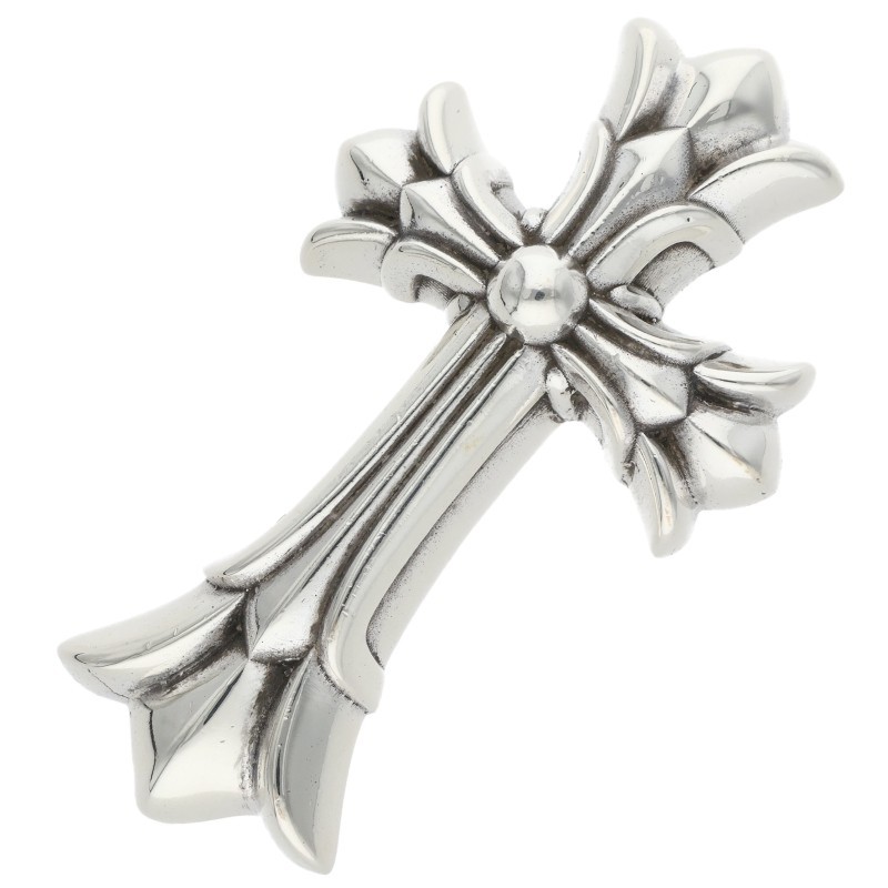 クロムハーツ Chrome Hearts   DBL CH CRS SML スモールダブルCH差し交わす シャンデリヤ しろがね色首飾りいの一番(しろがね色 19.22g)【606062】【SS07】【小物】【中古】bb76#rinkan*B