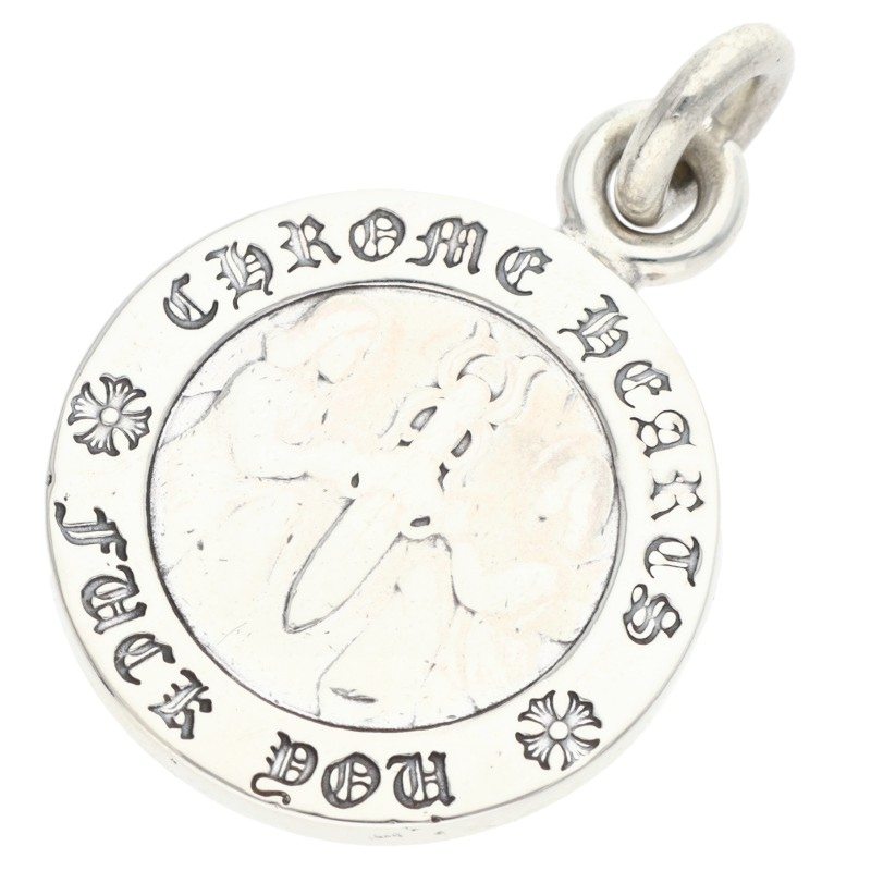 クロムハーツ Chrome Hearts   CHRM ANGL MDL エンジェルメダルチャーム V1 しろがね色首飾りいの一番(しろがね色 6.25g)【506062】【HJ12】【小物】【中古】bb212#rinkan*B