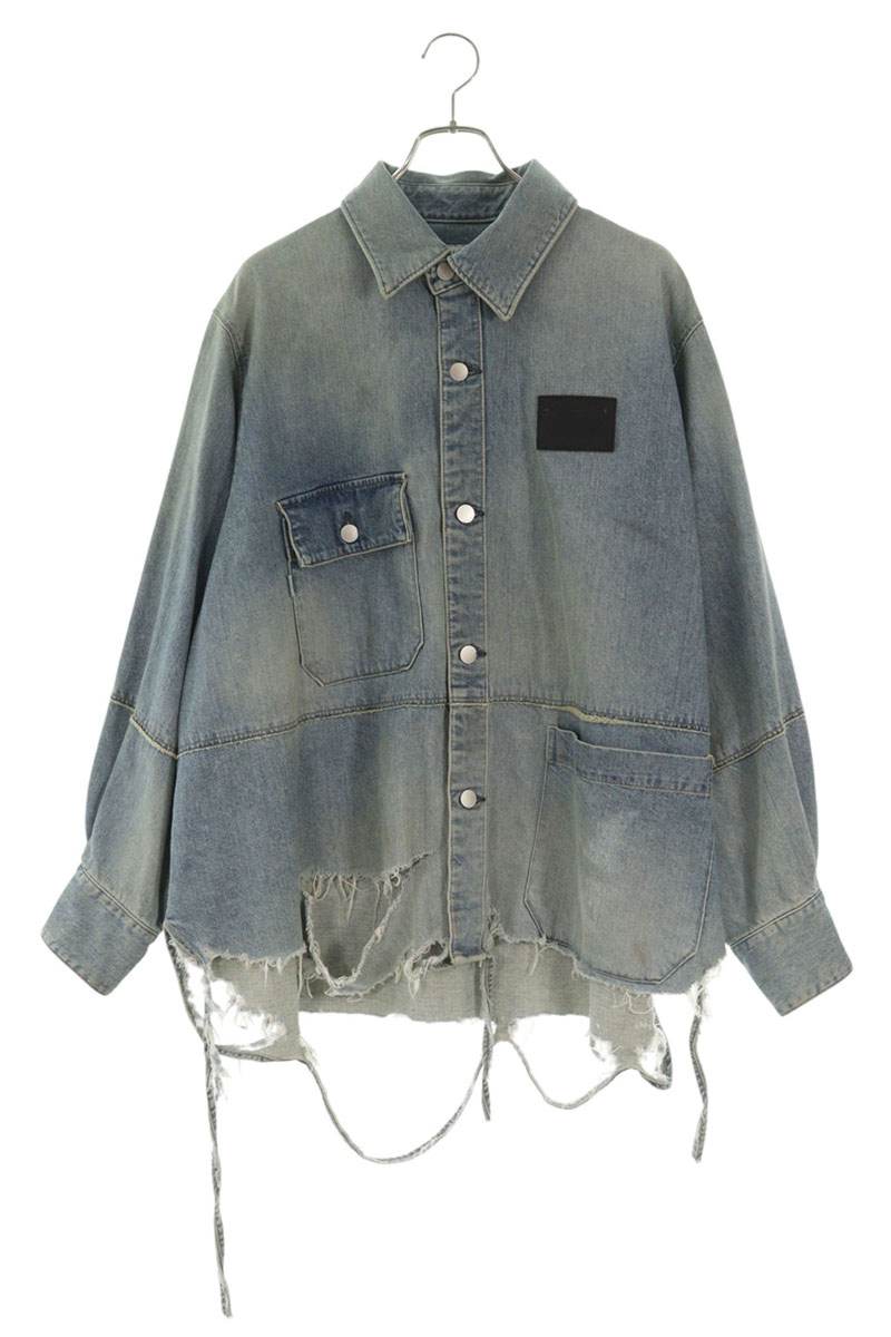 ジエダ Jieda サイズ:1 23SS DAMAGE OVER DENIM SHIRT Jie-23S-SH05 ダメージ加工オーバーサイズデニムジャケット(ライトブルー調)【606062】【BS99】【メンズ】【中古】bb455#rinkan*B|RINKAN