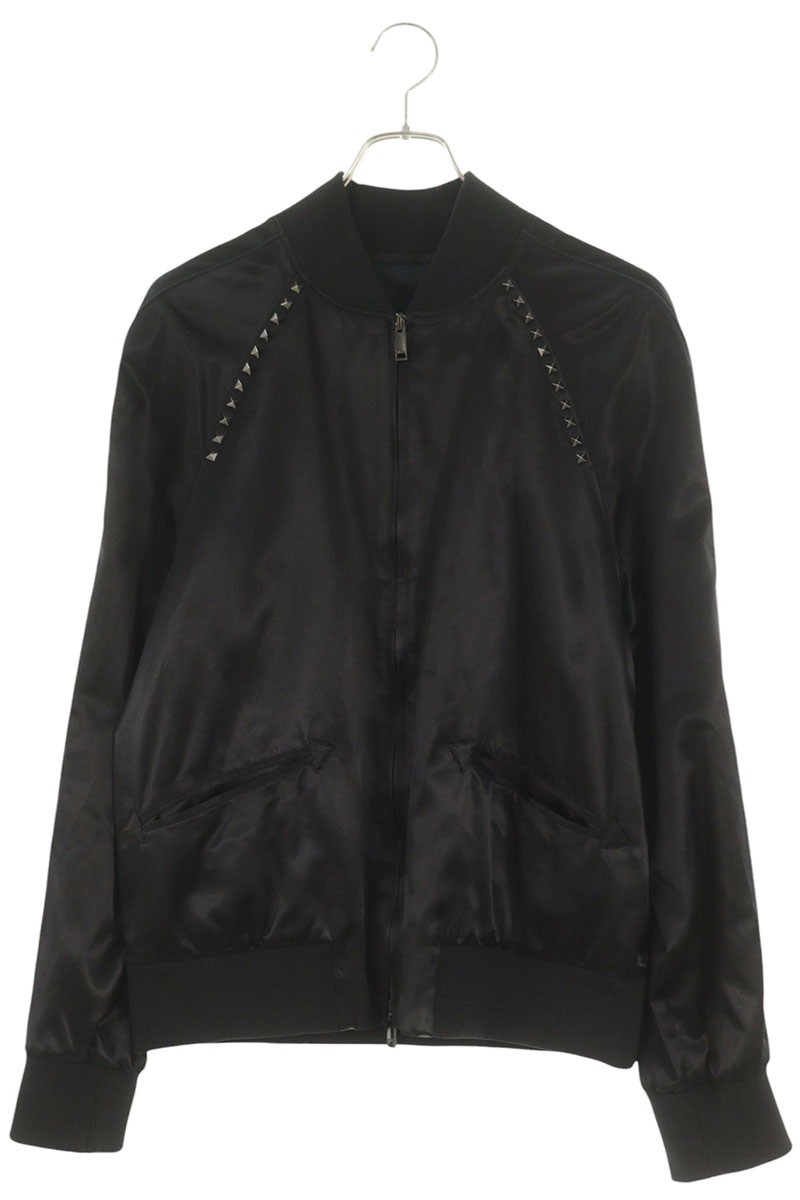 ヴァレンティノ VALENTINO 大きさ:44  MV3CI0A72YD ロックスタッズボンバーブルゾン(黒いこと)【606062】【BS99】【メンズ】【中古】bb455#rinkan*B