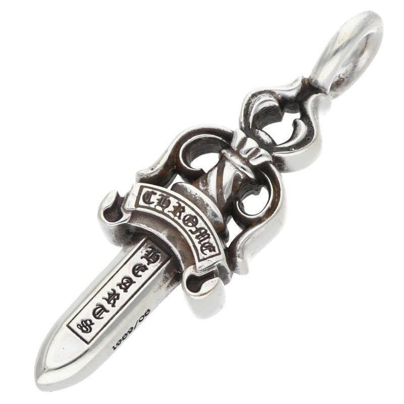 クロムハーツ Chrome Hearts   DOUBLE DAGGER ダブルダガー シャンデリヤ しろがね色首飾りいの一番(しろがね色 20.54g)【116062】【os06】【小物】【中古】bb297#rinkan*B
