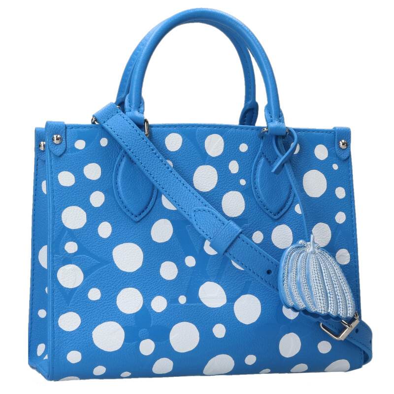 ルイヴィトン LOUISVUITTON ×草間彌生 大いさ:PM  M46424 オンザゴーPM 一点2wayトートバッグ(青碧×白いこと)【506062】【OM10】【小物】【中古】bb205#rinkan*A