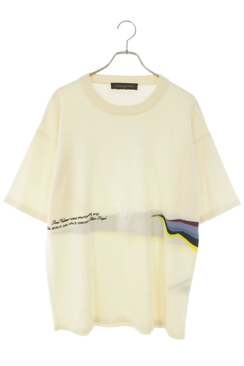 ルイヴィトン LOUISVUITTON 大きさ:L  HGN75WLZM ロゴジャガードカシミヤショートスリーブニット(ベージュ調)【506062】【SB01】【メンズ】【中古】bb127#rinkan*B